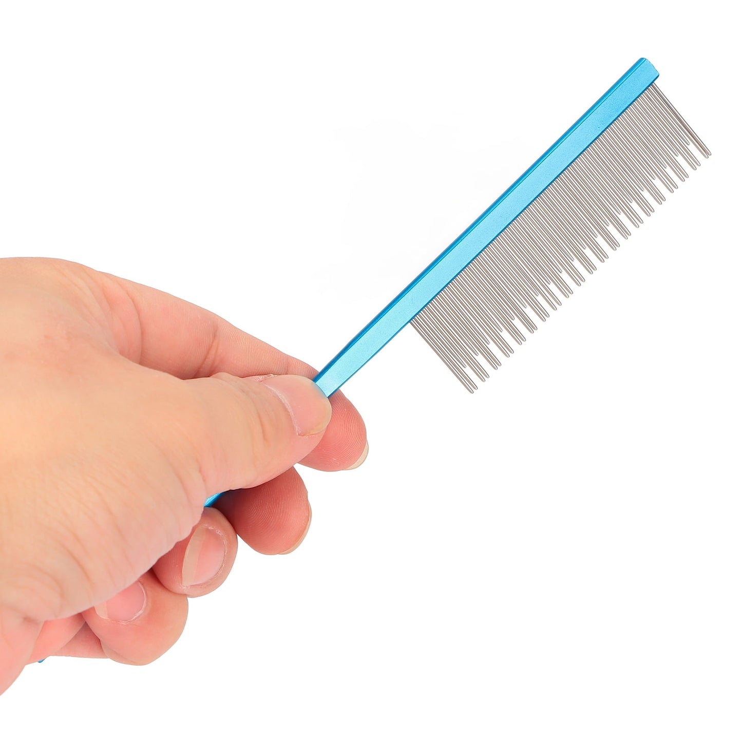 Dog Comb Pet Hair Comb with Long and Short Stainless Steel Teeth for Removing Tangles and Knots,Blue