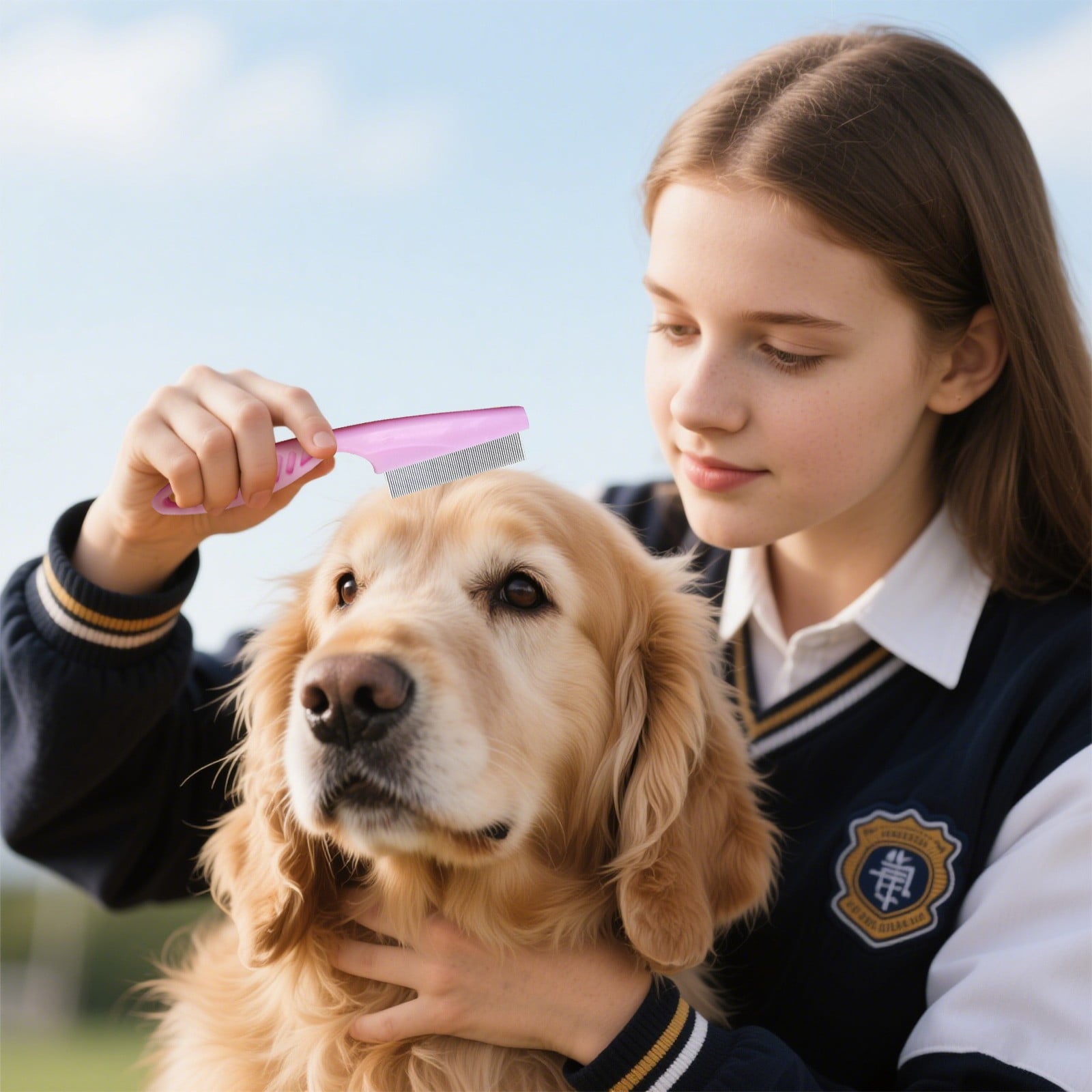Premium Pet Flea Comb for Dogs and Cats Fine Tooth Grooming Tool with Ergonomic Handle