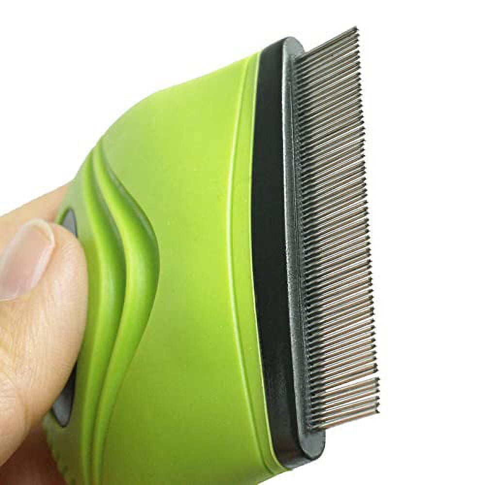 Pet Life GR27GN Grazer Handheld Travel Grooming Cat & Dog Flea & Tick Comb, Green - One Size