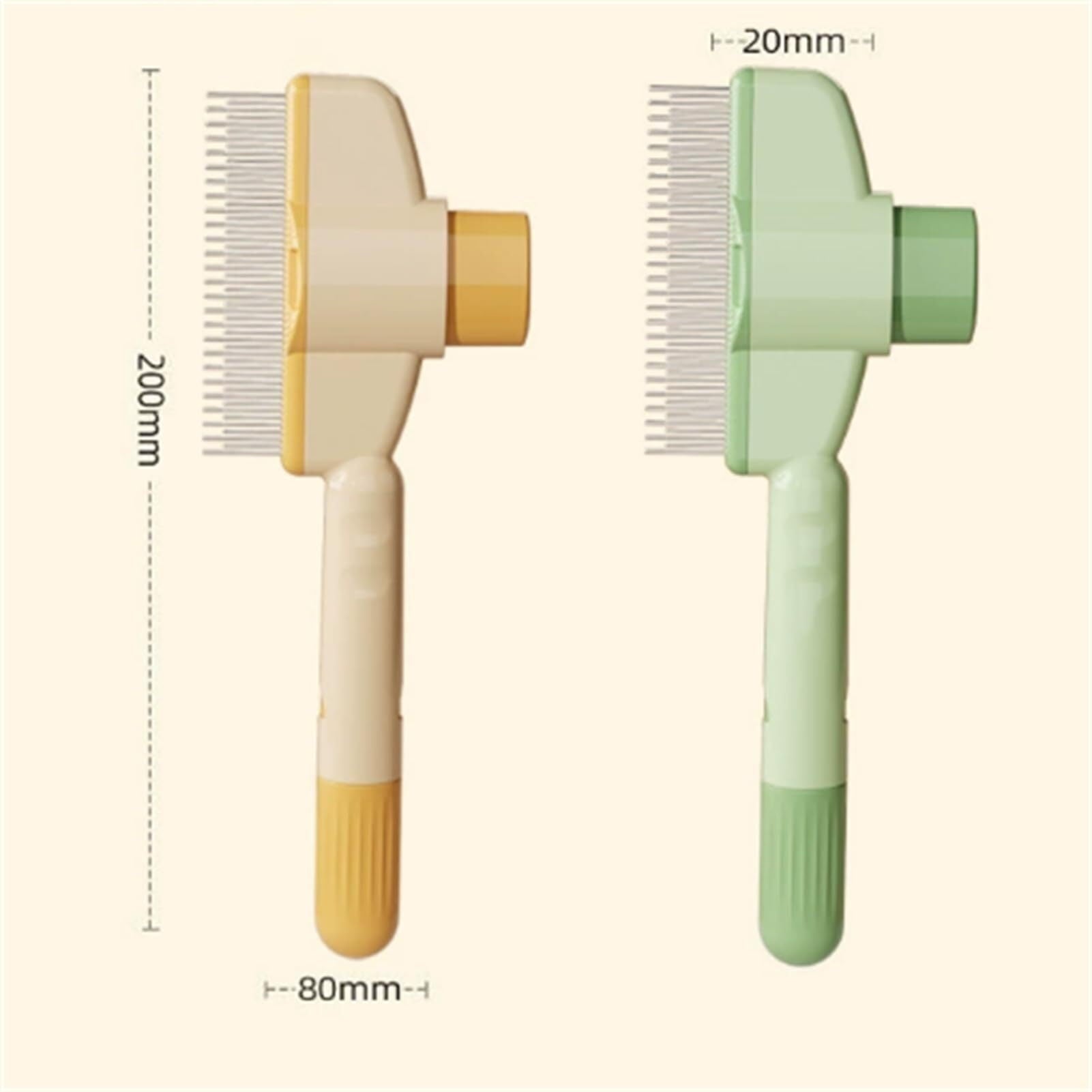 A Self-Cleaning Pet Flea Comb Grooming Brush, Pet Flea Comb for Cats & Dogs, Pet Hair Removal Comb Flea Comb, 2-in-1 Cat Brush for Shedding (Yellow+Green)