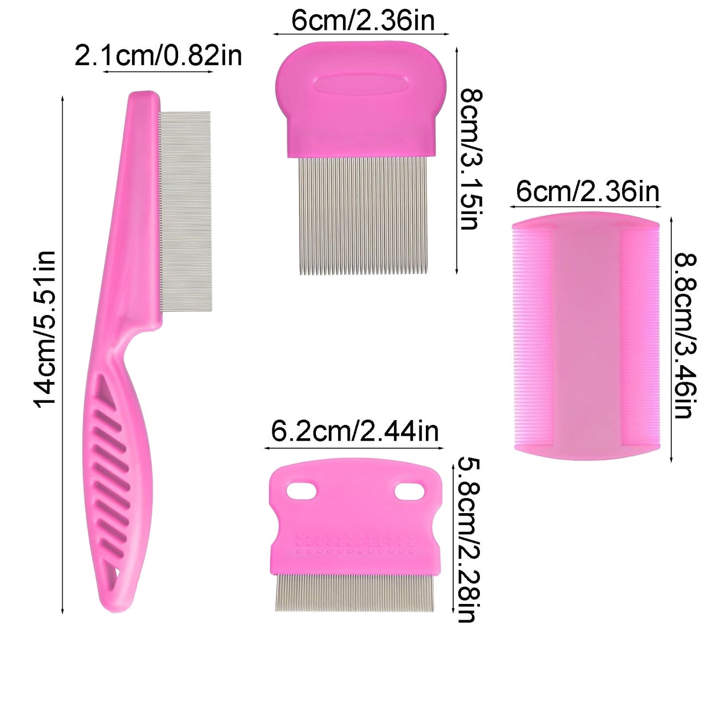 4-in-1 Pet Grooming Kit, Flea, Tear Stain, Deshedding & Fine Tooth Combs for Dogs, Cats, and Small Animals, Stainless Steel with Ergonomic Non-Slip Handles